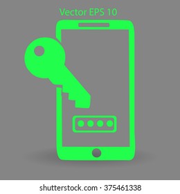 Using a password to prevent unauthorized access vector icon