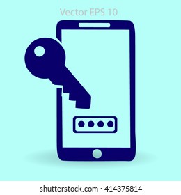 Using a password to prevent unauthorized access vector icon