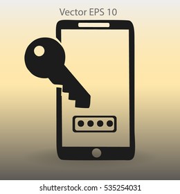 Using a password to prevent unauthorized access vector icon