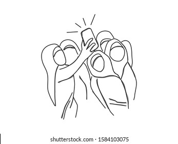 Using Phone Camera To Take Photo together. for media social