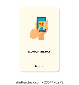 Using phone flat vector icon. Digital, screen, touching isolated vector. Mobile device and technology concept. Vector illustration symbol elements for web design and apps
