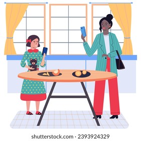 Using phone. Vector illustration. Applications on smartphones enhance digital communication Using phone conceptually represents power connectivity The display on smartphones provides visual interface