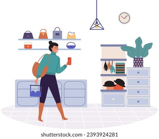 Using phone. Vector illustration. The display on smartphone is designed for user convenience People rely on their devices to access media content Messengers on smartphones enable instant communication