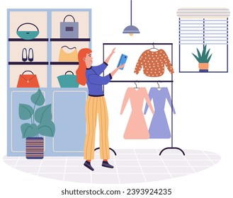 Using phone. Vector illustration. The network applications on smartphones enhances digital communication Using phone is concept reflects evolving nature communication The display on smartphone