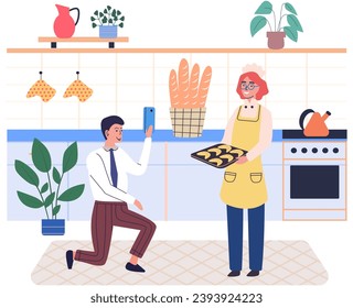 Using phone. Vector illustration. People engage with various forms media through their devices Messengers on phones enable instant and convenient communication Wireless technology enables seamless