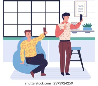 Using phone. Vector illustration. Wireless technology enables seamless connectivity on mobile devices Social media on phones facilitates social interaction and networking