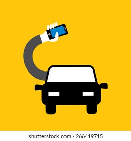 using phone when driving in car on yellow background vector