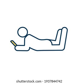 Using phones for entertainment RGB color icon. Smartphone addiction. Mobile phone excessive use. Impact on productivity and mental health. Problematic cellphone overuse. Isolated vector illustration