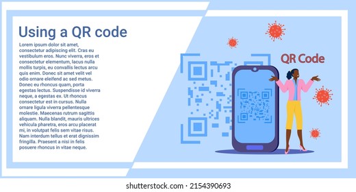 Using a QR code.Safe control in case of epidemics.The use of modern technologies for sanitary control.Vector illustration.