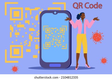 Using QR codes.Monitoring of vaccinated and ill during the COVID-19 pandemic.Vector illustration.