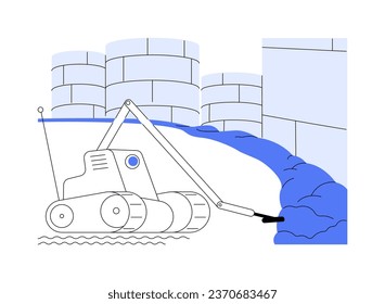 Using robots in radioactive zone abstract concept vector illustration. Engineers with robots removing radioactive spill, ecosystem contamination, environmental problem abstract metaphor.