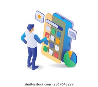 Using the smartphone application for the test flat illustration concept