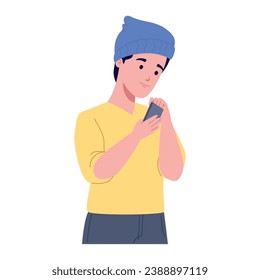 using smartphone boy illustration design