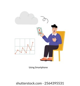Using Smartphone   concept vector illustration. Database isolated On white Background.      