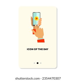 Using smartphone flat icon. Device, tool, activity isolated vector sign. Motion and action concept. Vector illustration symbol elements for web design and apps