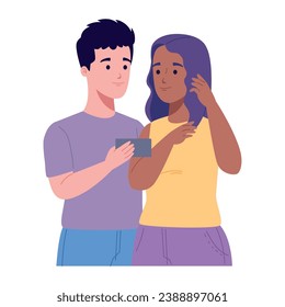 using smartphone persons illustration design
