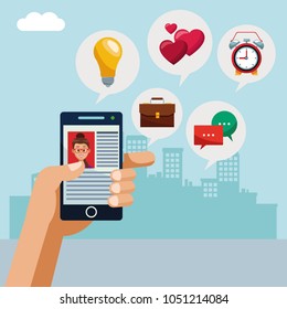 Using smartphone for social media