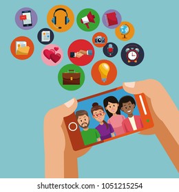 Using smartphone for social media