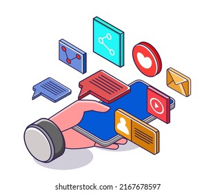 Uso de smartphone con aplicaciones de medios sociales