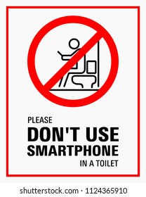 Using smartphone in a toilet sign vector illustration.