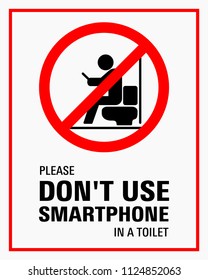 Using smartphone in a toilet sign vector illustration.