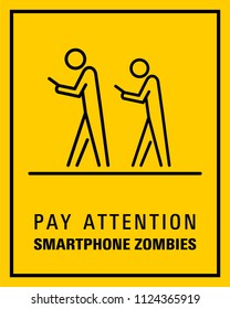 Using smartphone while walking sign vector illustration.