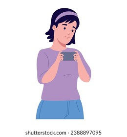 using smartphone woman portrait illustration design