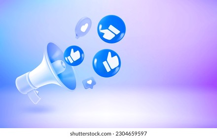 Using social media network notifications. 3d vector banner with copy space