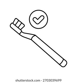 usando o vetor de ícone de linha de escova de dentes com cerdas macias. usando o sinal de escova de dentes com cerdas macias.