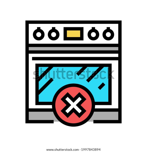 using stove prohibition for children color
icon vector. using stove prohibition for children sign. isolated
symbol illustration