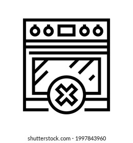 using stove prohibition for children line icon vector. using stove prohibition for children sign. isolated contour symbol black illustration