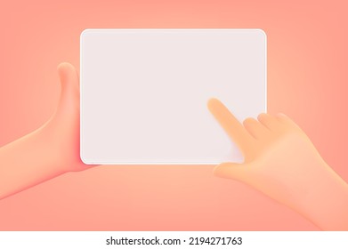 Using tablet computer with blank screen. 3d vector illustration
