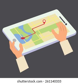 Using tablet GPS to search place in the map.
