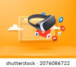 Using virtual reality glasses in internet. Realistic vector illustration