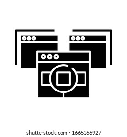 Usings browsers black icon, concept illustration, vector flat symbol, glyph sign.