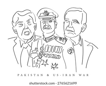 US-Iran Peace talks hosted by Pakistan. Hand drawn line art vector. Peace Negotiator
