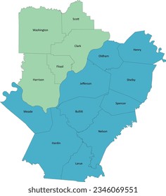 US-Louisville Jefferson County lizabethtown Bardstown, KY-IN Combined Statistical Area (CSA) with Kentucky,Indiana counties