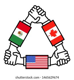 USMCA USA MEXICO CANADA Handelsabkommen, Handshake, Flaggen