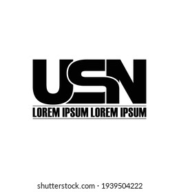 USN letter monogram logo design vector