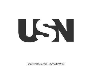 USN logo design. Initial letter U S N bold font style for tech startups, consulting, corporate branding. Creative company name, headlines typography identity, trendy logotype. Vector illustration.