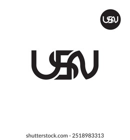 Design do Monograma da Letra do Logotipo USN