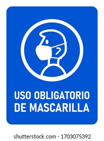 Uso Obligatorio de Mascarilla ("Mandatory Usage of Face Mask" in Spanish) Icon. Vector Image.