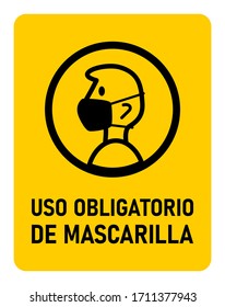 Uso Obligatorio de Mascarilla ("Mandatory Usage of Face Mask" in Spanish) Instruction Icon. Vector Image.