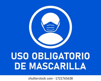 Uso Obligatorio de Mascarilla ("Mandatory Usage of Face Mask" in Spanish) Icon. Vector Image.