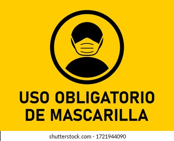 Uso Obligatorio de Mascarilla ("Mandatory Usage of Face Mask" in Spanish) Icon. Vector Image.