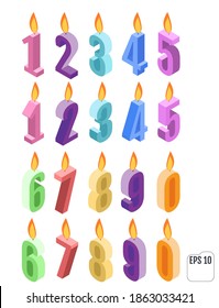 Usometric birthday candles. Vector illustration.