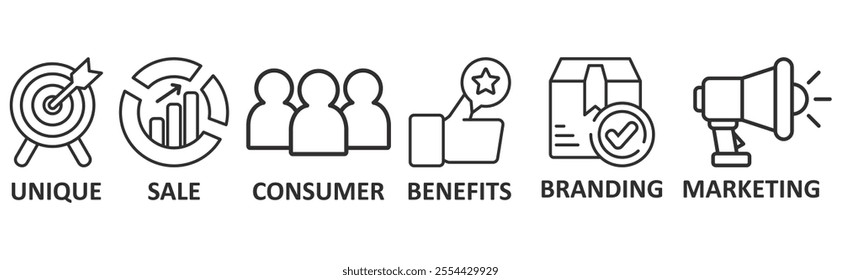 USP banner web icon vector illustration concept with icon of education, skill, experience, training, knowledge, diploma