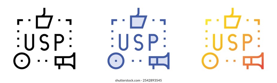 usp icon. Linear, Blue Fill and Gradient Style Design Isolated On White Background