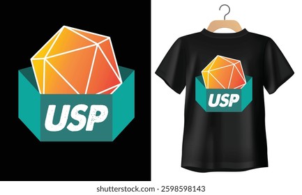 USP Logo T-Shirt Design – Bold Typography, Modern Branding, Unique Lettering Vector