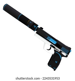 USP Tactical Vector Speaker Vector with blue dragon design for skin editable in game